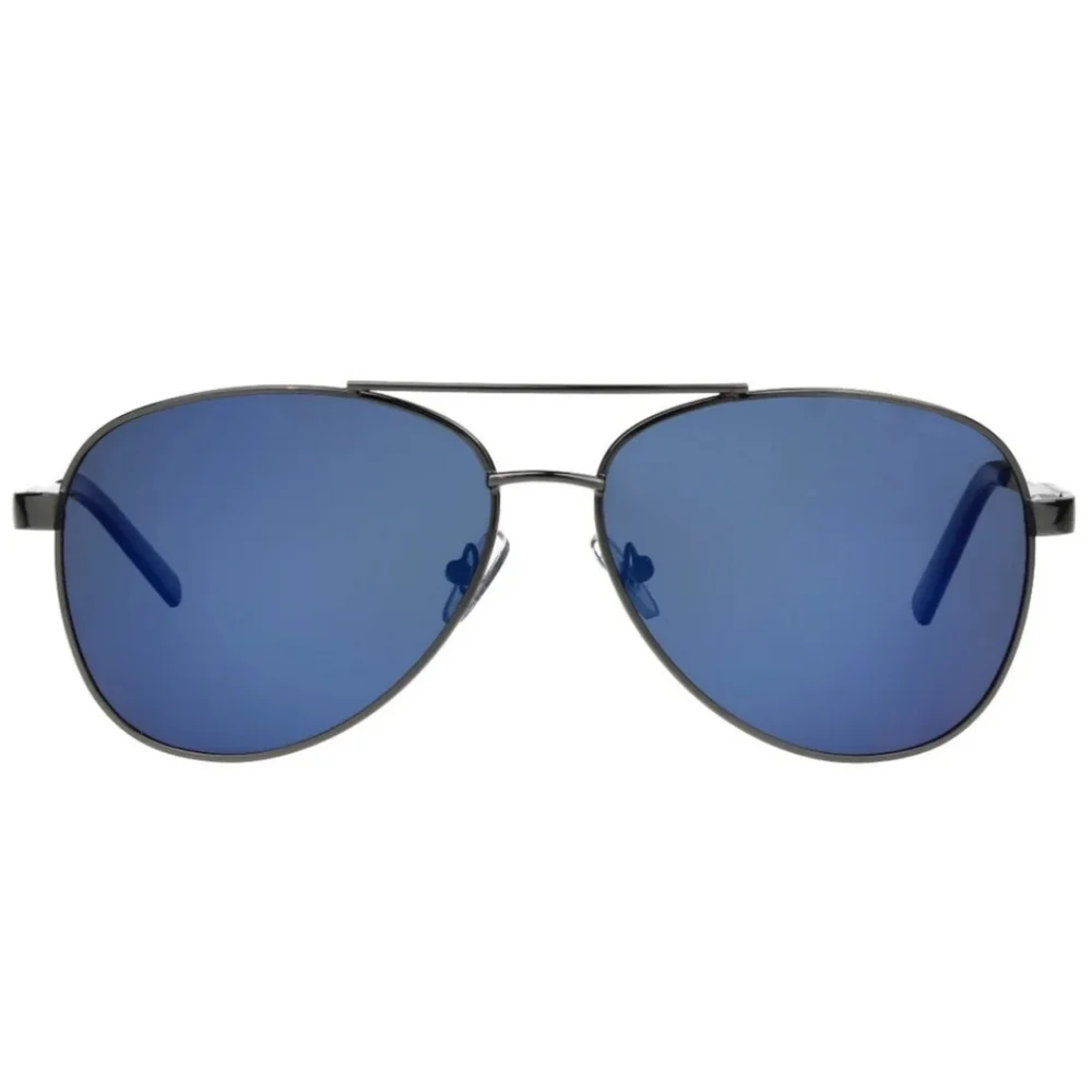 Foster Grant Polarized Gunmetal Aviator Blue Lense Sunglasses Maxblock New